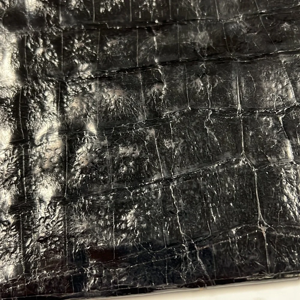 Crocodile Black Flat Envelope Clutch Bag